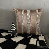 City Of Silver - Beige Velvet Throw Cushion  Cover