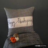 Thanksgiving - Black Jacquard Happy Thanksgiving Throw Cushion Cover
