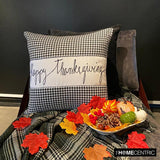 Thanksgiving - Black Jacquard Happy Thanksgiving Throw Cushion Cover