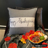 Thanksgiving - Black Jacquard Happy Thanksgiving Throw Cushion Cover