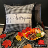 Thanksgiving - Black Jacquard Happy Thanksgiving Throw Cushion Cover
