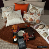 Cozy Pumpkins - Purple Woven Jacquard Decorative Lumbar  Cushion Cover