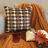 Orange Shapes - Orange Velvet Decorative Throw Cushion Cover