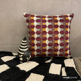 Burgundy Shapes - Burgubdy Velvet Decorative Throw Cushion Cover