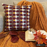 Burgundy Shapes - Burgubdy Velvet Decorative Throw Cushion Cover