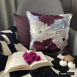 Glory In The Flowers - Purple Art Silk Throw Cushion Cover
