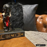 Furry World - Black Faux Leather  &  Fur Decorative Throw Cushion Cover