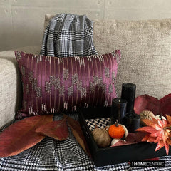 Cynosure - Purple Jacquard Decorative Lumbar  Cushion Cover