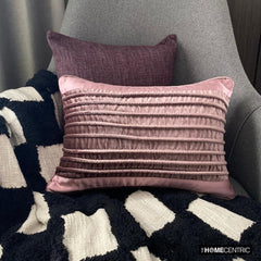 Violaine - Purple Satin & Velvet Decorative Lumbar  Cushion Cover