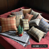 Plaidscape Beige - Beige Velvet Checkered Winter Plaid  Throw Cushion Cover