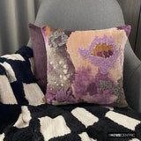 Flora N Fauna - Purple Velvet Throw Cushion Cover