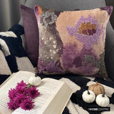 Flora N Fauna - Purple Velvet Throw Cushion Cover
