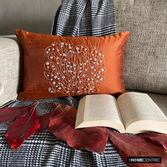 Crystal Evening - Art Silk Rust Decorative Decorative Lumbar  Cushion Cover