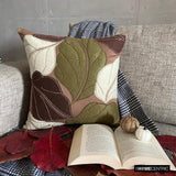 Leafy Collection - Brown Faux Suede Decorative Throw Cushion Cover