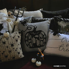Black Jacquard Decorative Throw Pillow Cover - Classic Pumpkin