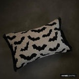 Gothic Bats - Black Jacquard Decorative Lumbar  Cushion Cover