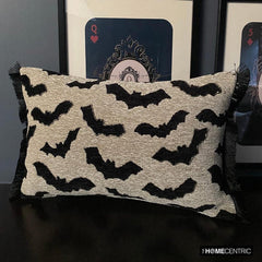 Gothic Bats - Black Jacquard Decorative Lumbar  Cushion Cover