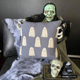 Ghostly Haunt - Gray Linen Spooky Decorative Throw Cushion Cover