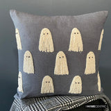 Ghostly Haunt - Gray Linen Spooky Decorative Throw Cushion Cover