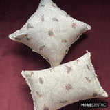 Night Crawlers - Beige Cotton Decorative Lumbar  Cushion Cover