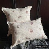 Night Crawlers - Beige Cotton Decorative Lumbar  Cushion Cover