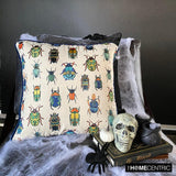 Creepy Crawlers - Blue Linen Spookys Decorative Throw Cushion Cover