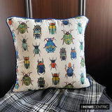 Creepy Crawlers - Blue Linen Spookys Decorative Throw Cushion Cover