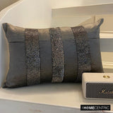 Sparkling Stripe Charcoal - Charcoal Grey Velvet Decorative Lumbar  Cushion Cover