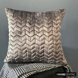 Concrete Chevron - Grey Velvet Decorative Throw Cushion Cover