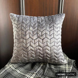 Concrete Chevron - Grey Velvet Decorative Throw Cushion Cover