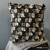 Midnight Punch - Black & Grey Felt Decorative Throw Cushion Cover