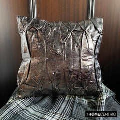 Stunning Charcoal - Charcoal Faux Leather Throw Cushion Cover