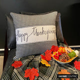 Thanksgiving - Black Jacquard Happy Thanksgiving Throw Cushion Cover