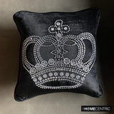 Emperors Crown - Black Velvet Decorative Throw Cushion Cover