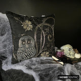 Night Owls - Black Art Silk Decorative Throw Cushion Cover