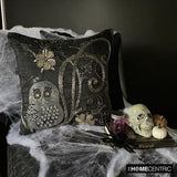 Night Owls - Black Art Silk Decorative Throw Cushion Cover