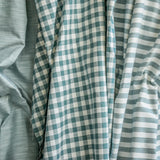 Teal Gingham Checks Cotton Fabric by the Metre