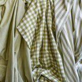 Chartreuse Gingham Stripes Cotton Fabric by the Metre