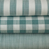 Teal Gingham Stripes Cotton Fabric by the Metre