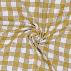 Mustard Yellow Gingham Checks Cotton Fabric by the Metre