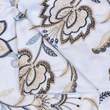 Dark Blue, Light Blue Cotton with Embroidery Fabric by the Metre, Blue Cotton Fabric