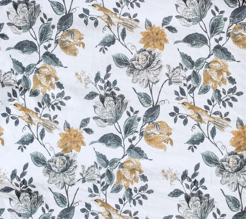 Mustard Printed Cotton Fabric by the Metre