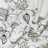 Dark Brown Cotton Embroidery Fabric by the Metre, Beige Cotton Fabric