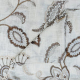 Dark Brown Cotton Embroidery Fabric by the Metre, Beige Cotton Fabric