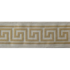 Gold Sterling Greek Key Designer Trim by the Metre, Geometric Curtain Tape, 3.5 Inches (89 mm)