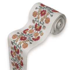 Floral Garden Embroidered Designer Trim by the Metre, Flowers Curtain Tape, 4 Inches (102 mm)