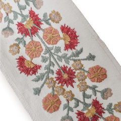 Floral Garden Embroidered Designer Trim by the Metre, Flowers Curtain Tape, 4 Inches (102 mm)