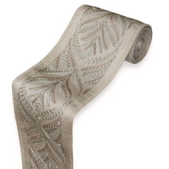 Zari Fern Embroidered Designer Trim by the Metre, Floral Curtain Tape, 4 Inches (101 mm)