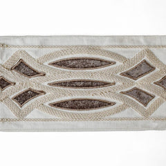 Lattice Velvet Embroidered Designer Trim by the Metre, Geometric Curtain Tape, 5 Inches (127 mm)