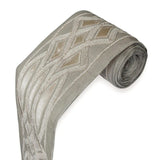Gray Lattice Velvet Embroidered Designer Trim by the Metre, Geometric Curtain Tape, 5 Inches (127 mm)